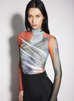 Women MUGLER Archive overprinted mesh bodysuit
