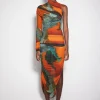 Women MUGLER Archive print asymmetrical mesh dress