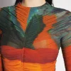 Women MUGLER Archive print mesh bodysuit