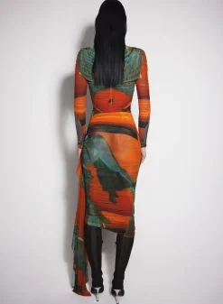 Women MUGLER Archive print mesh bodysuit