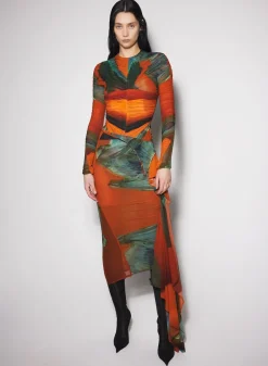 Women MUGLER Archive print mesh bodysuit