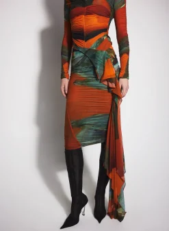 Women MUGLER archive print ruched skirt