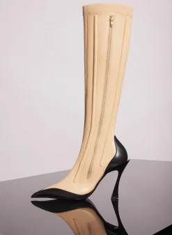 MUGLER bi-color boned leather fang 95 boots