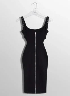 Women MUGLER bi-color buckled denim dress