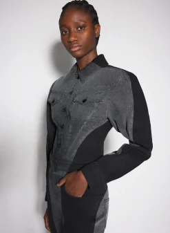 Women MUGLER bi-tone black denim jacket