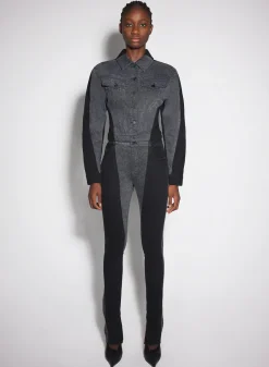 Women MUGLER bi-tone black denim jacket