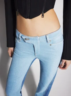 Women MUGLER bi-tone blue straight leg jeans