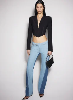 Women MUGLER bi-tone blue straight leg jeans
