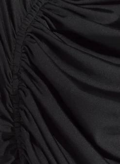 Women MUGLER black asymmetrical pierced ruched dress