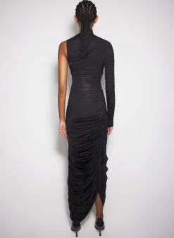 Women MUGLER black asymmetrical pierced ruched dress