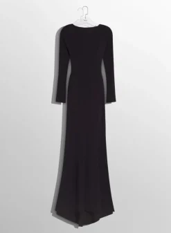 Women MUGLER black backless buckled crepe gown