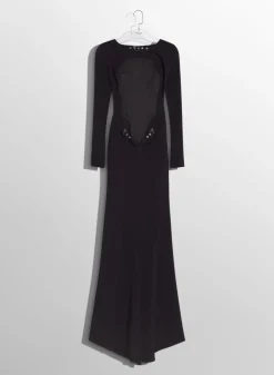 Women MUGLER black backless buckled crepe gown