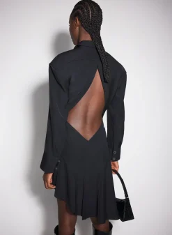 Women MUGLER black backless shirt dress