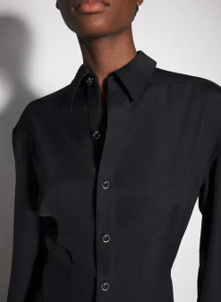 Women MUGLER black backless shirt dress