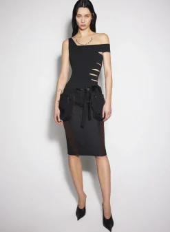 Women MUGLER black bandage knit top