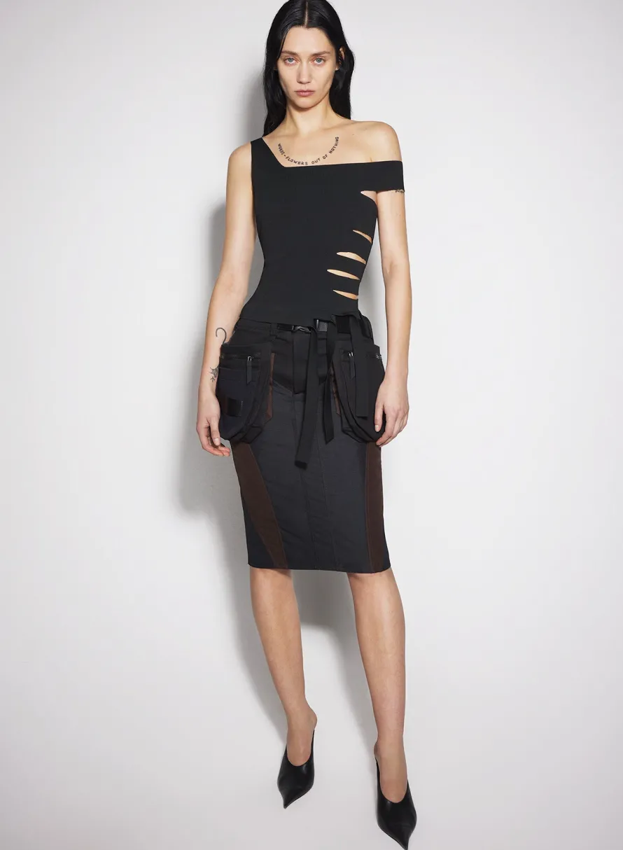 Women MUGLER black bandage knit top