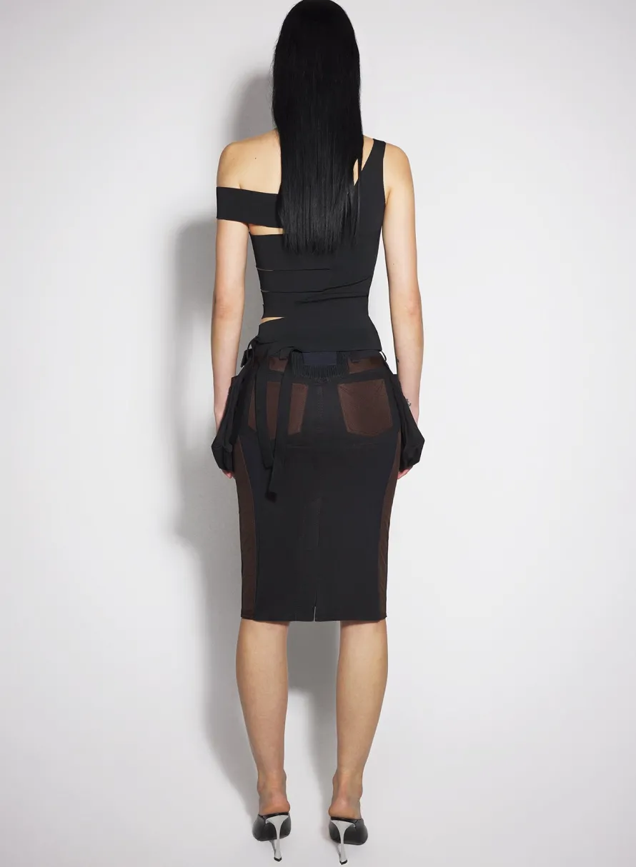 Women MUGLER black bandage knit top