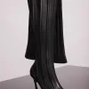 MUGLER black boned leather fang 95 thigh high boots