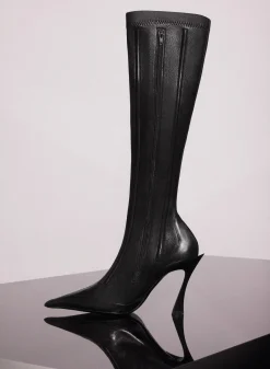 MUGLER black boned leather fang 95 boots