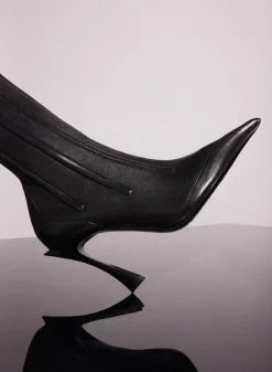 MUGLER black boned leather fang 95 boots