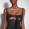 Women MUGLER black buckled corset top