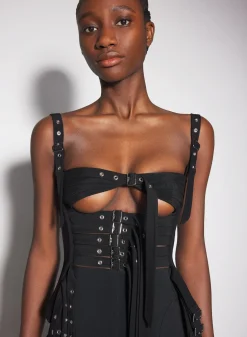 Women MUGLER black buckled corset top