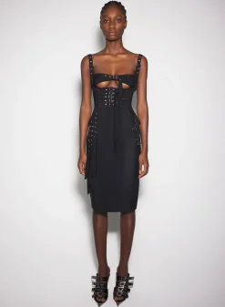 Women MUGLER black buckled corset top