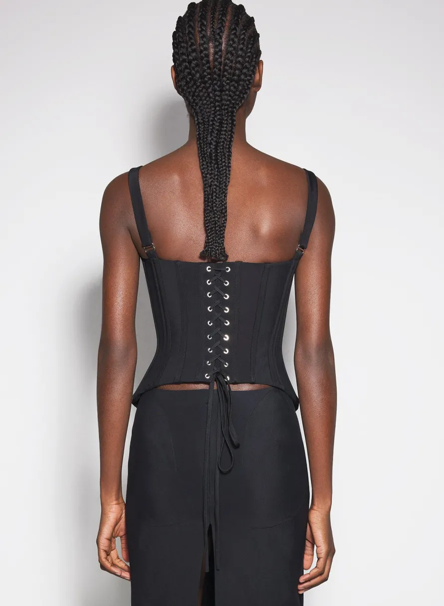Women MUGLER black buckled corset top