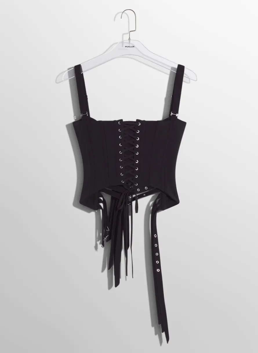 Women MUGLER black buckled corset top