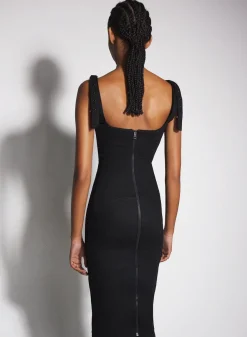 Women MUGLER black buckled denim dress