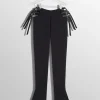 Women MUGLER black buckled flare trousers