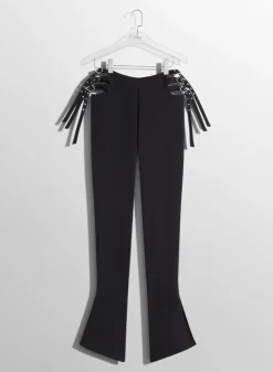 Women MUGLER black buckled flare trousers