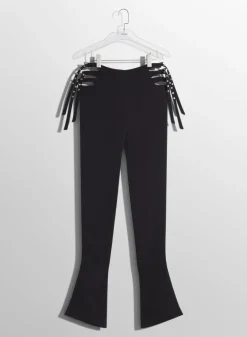 Women MUGLER black buckled flare trousers