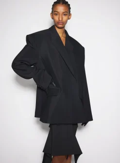 Women MUGLER black buckled oversized jacket