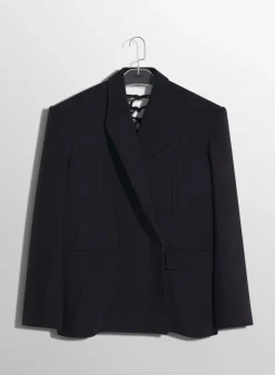 Women MUGLER black buckled oversized jacket