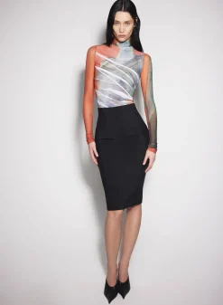 Women MUGLER black buckled tailored skirt