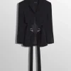 Women MUGLER black buckled tailored wool jacket