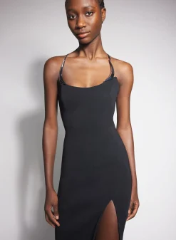 Women MUGLER black cocktail dress with metallic details