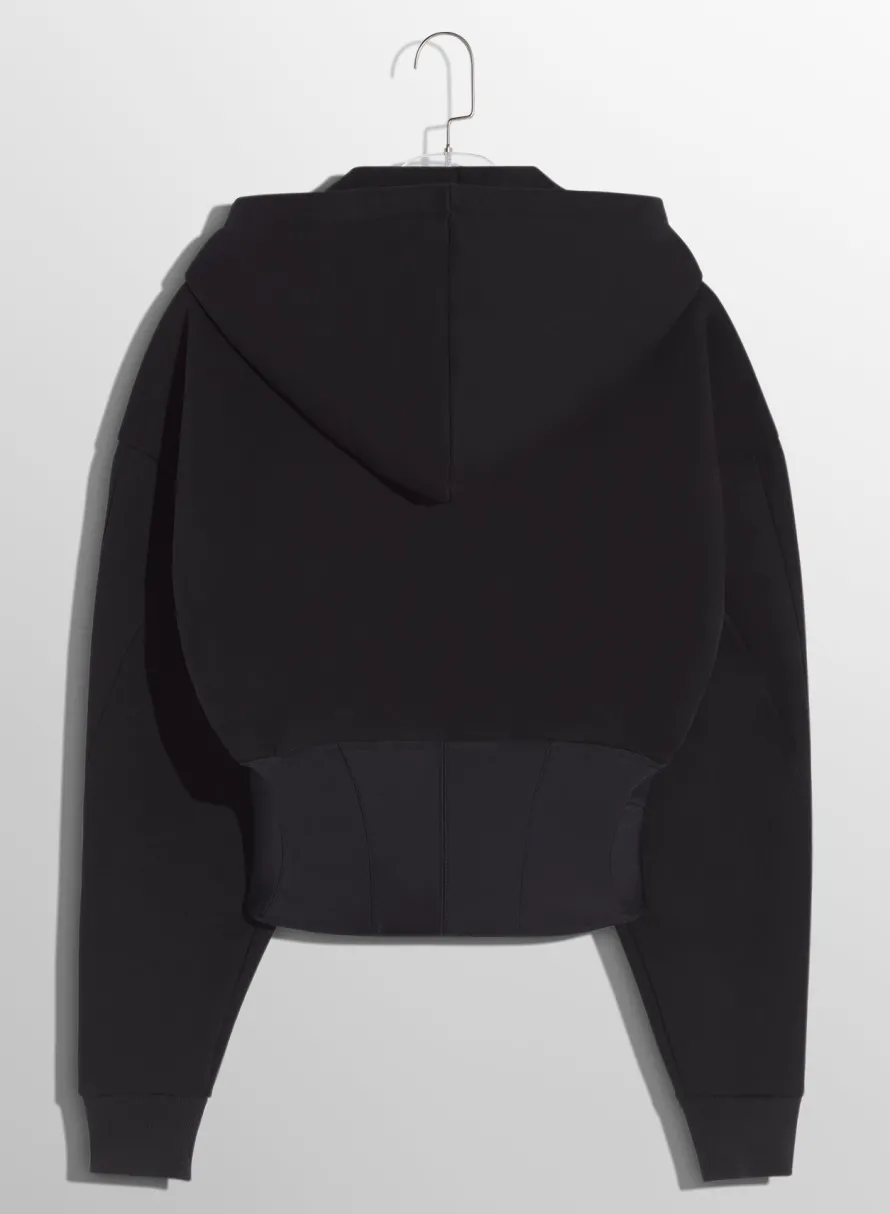 Women MUGLER black corseted hoodie