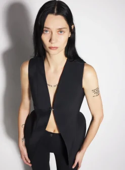 Women MUGLER black corseted pierced vest
