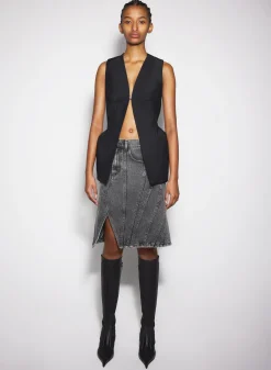 Women MUGLER black corseted pierced vest