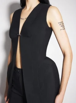 Women MUGLER black corseted pierced vest