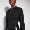 Women MUGLER black corseted polo