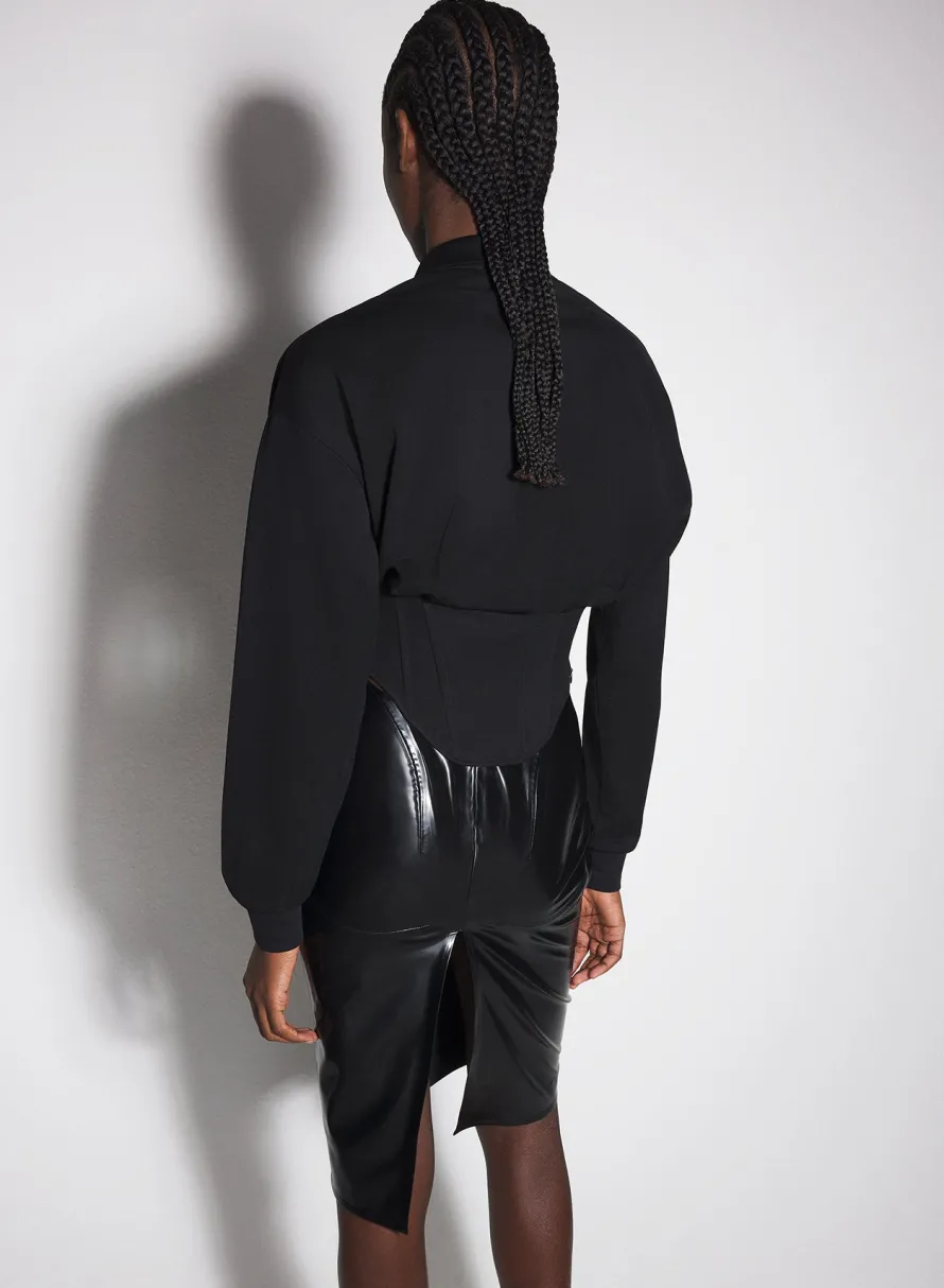 Women MUGLER black corseted polo