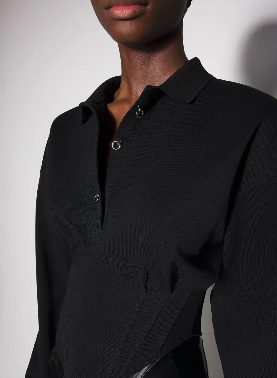 Women MUGLER black corseted polo