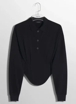 Women MUGLER black corseted polo