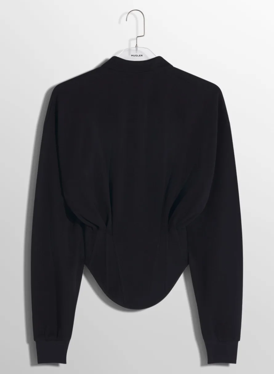 Women MUGLER black corseted polo