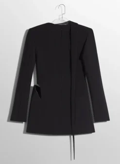 Women MUGLER black cut-out tailored dress with leather lapel