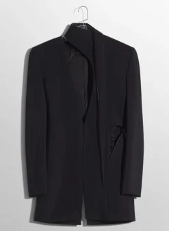 Women MUGLER black cut-out tailored jacket with leather lapel