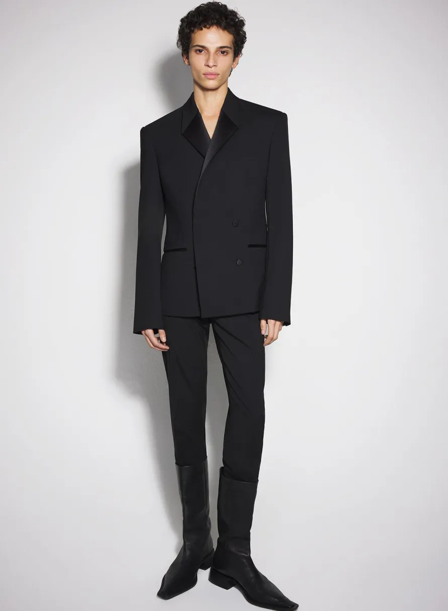 Women MUGLER black double breasted smoking jacket